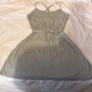 Tied Waist Racerback Jersey Dress with built in support. Gray Size XL.
